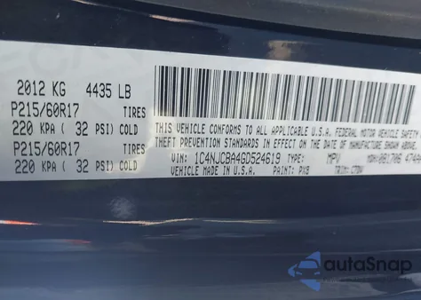 2016 Jeep Compass Sport из США, поврежденный, VIN 1C4NJCBA4GD524619